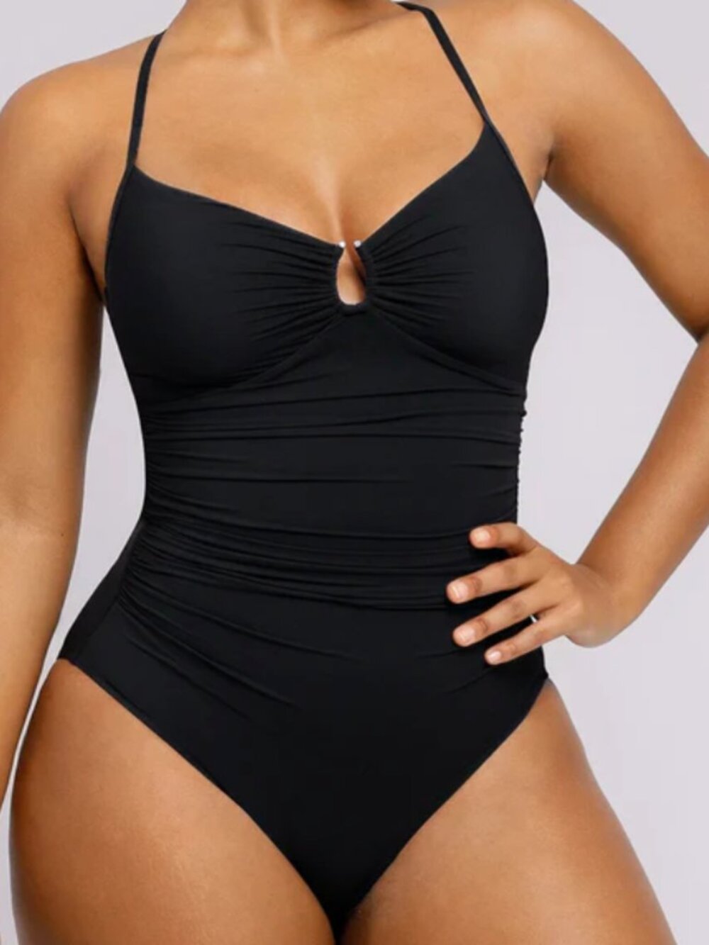 Shapellx Smart Sculpt Black Ruched One Piece Swimsuit XL Slimming Bathing Suit
